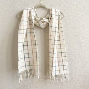 Calvin Klein‎ Scarf 100% Acrylic White Gray Pink Gold Wrap 67” X 11”
